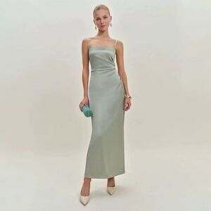 NWOT REFORMATION Vesper Salvia Satin Dress Elegant Sage Green